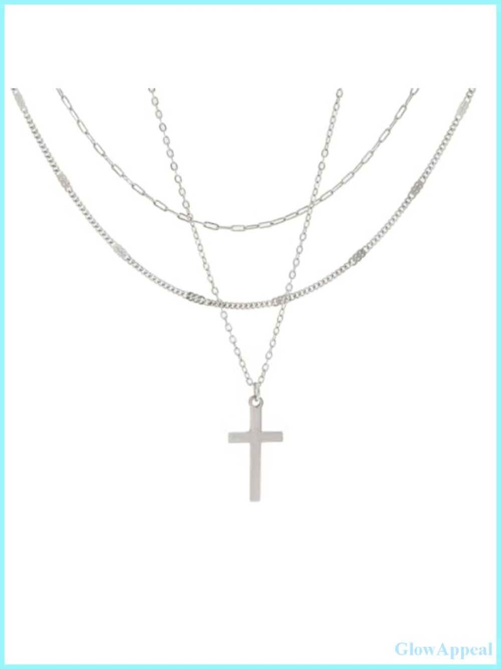Dainty Stainless Steel Cross Necklace Layered Set Women